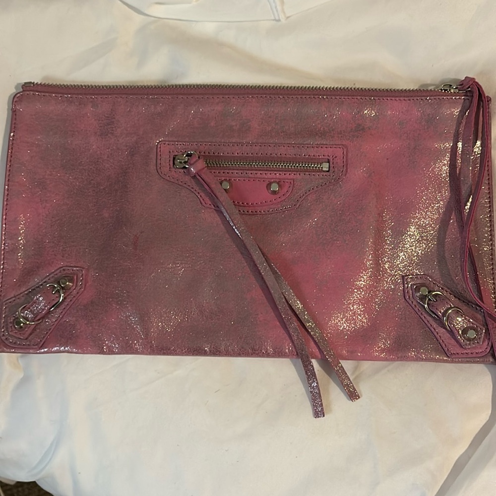 Authentic Balenciaga milkyway calfskin papier clutch